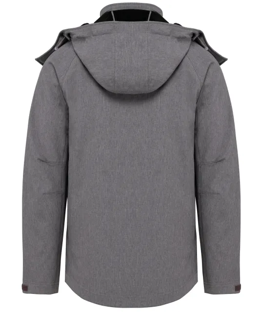 K413 - Heren softshell jas met afneembare capuchon Marl Grey