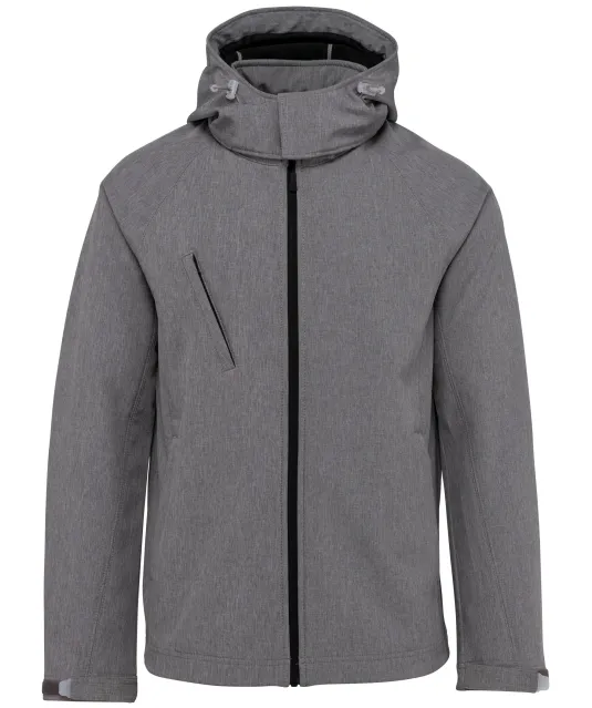 K413 - Heren softshell jas met afneembare capuchon Marl Grey