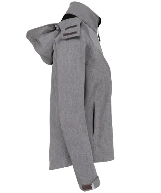 K414 - Dames softshell jas met afneembare capuchon Marl Grey