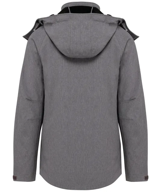 K414 - Dames softshell jas met afneembare capuchon Marl Grey