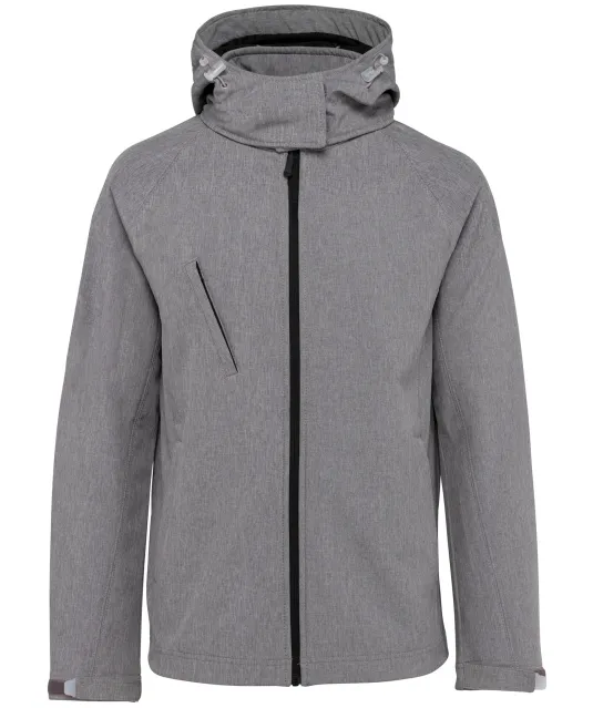 K414 - Dames softshell jas met afneembare capuchon Marl Grey