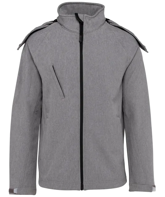 K414 - Dames softshell jas met afneembare capuchon Marl Grey
