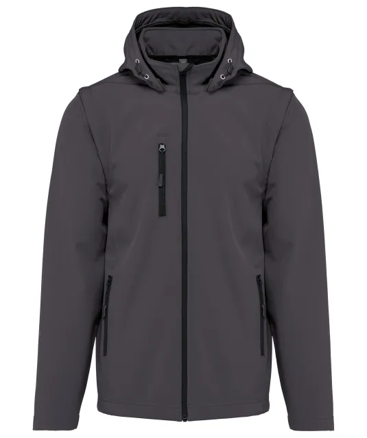 K422 - 3-laagse uniseks softshelljas met afneembare capuchon en mouwen Titanium