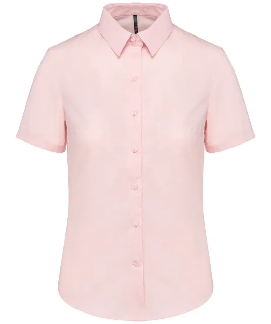K536 - Dames Oxford blouse korte mouwen Oxford Pale Pink