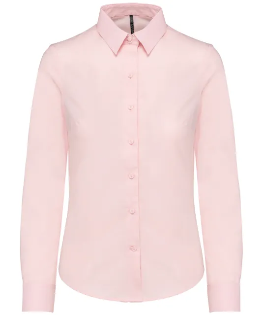 K534 - Dames Oxford blouse lange mouwen Oxford Pale Pink