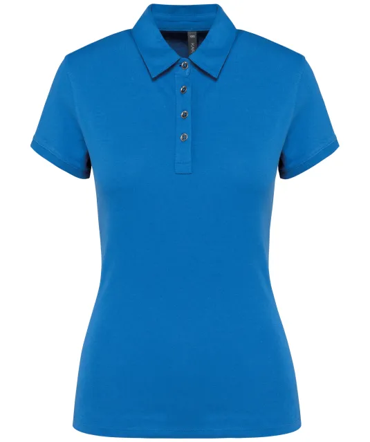 K263 - Damespolo korte mouwen van jersey Light Royal Blue