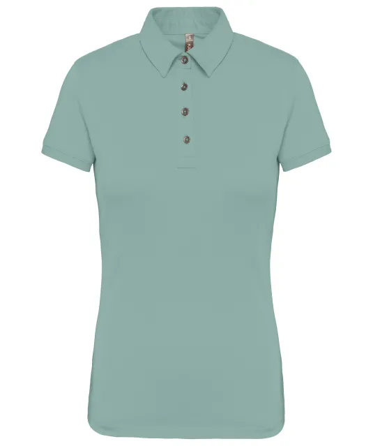 K263 - Damespolo korte mouwen van jersey Sage