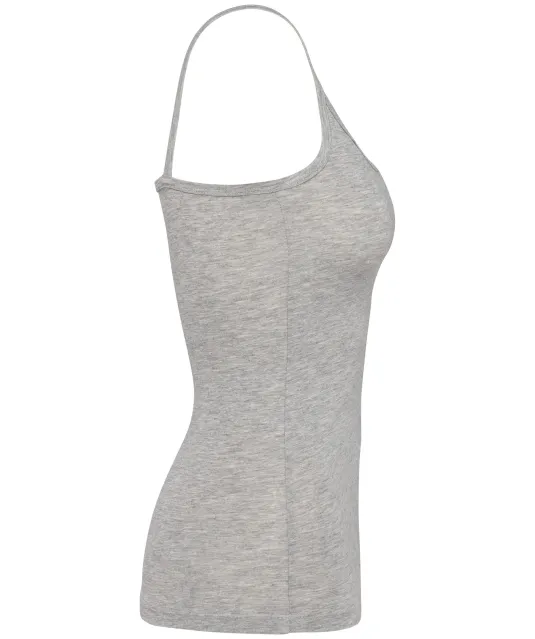 K397 - Damestop met schouderbandjes Light grey heather