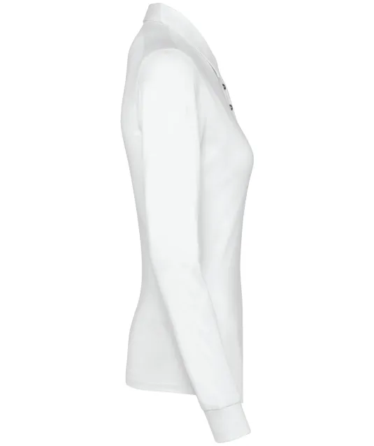 K265 - Damespolo lange mouwen van jersey White
