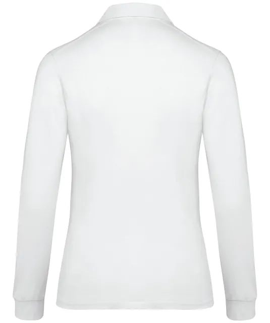 K265 - Damespolo lange mouwen van jersey White