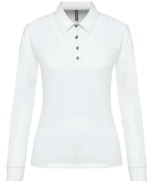 K265 - Damespolo lange mouwen van jersey White
