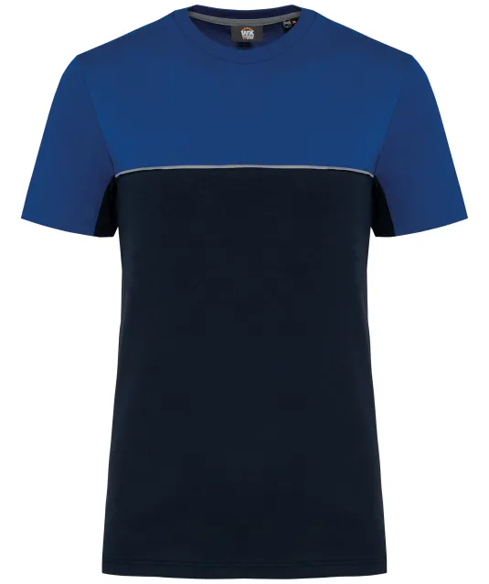 WK304 - Ecologisch tweekleurig uniseks T-shirt met korte mouwen Navy / Royal Blue