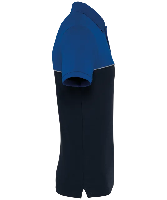 WK210 - Ecologische uniseks polo met korte mouwen in twee kleuren Navy / Royal Blue