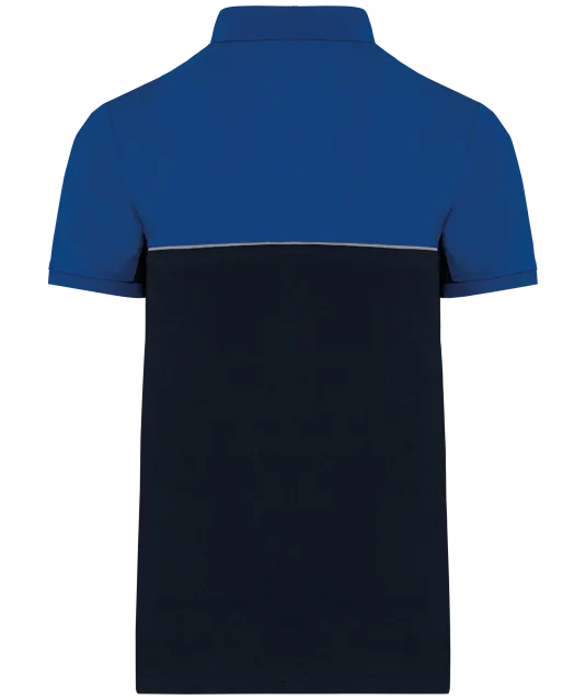 WK210 - Ecologische uniseks polo met korte mouwen in twee kleuren Navy / Royal Blue