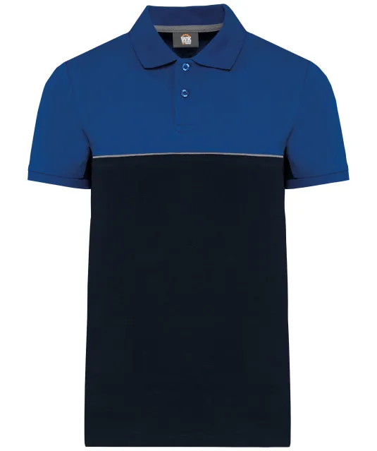 WK210 - Ecologische uniseks polo met korte mouwen in twee kleuren Navy / Royal Blue