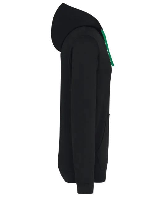 K446 - Sweater met contrasterende capuchon Black / Light Kelly Green