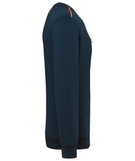 WK403 - Day To Day sweater zakje met contrasterende rits Navy / Fluorescent Yellow