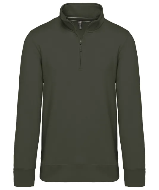 K487 - Sweater met ritskraag Dark Khaki