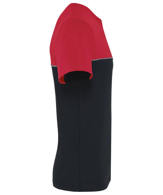 WK304 - Ecologisch tweekleurig uniseks T-shirt met korte mouwen Black / Red