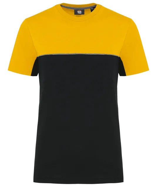 WK304 - Ecologisch tweekleurig uniseks T-shirt met korte mouwen Black / Yellow