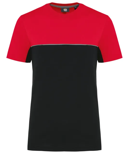 WK304 - Ecologisch tweekleurig uniseks T-shirt met korte mouwen Black / Red