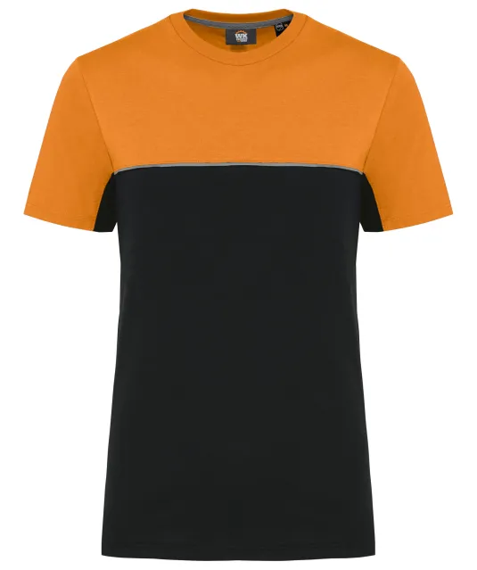 WK304 - Ecologisch tweekleurig uniseks T-shirt met korte mouwen Black / Orange