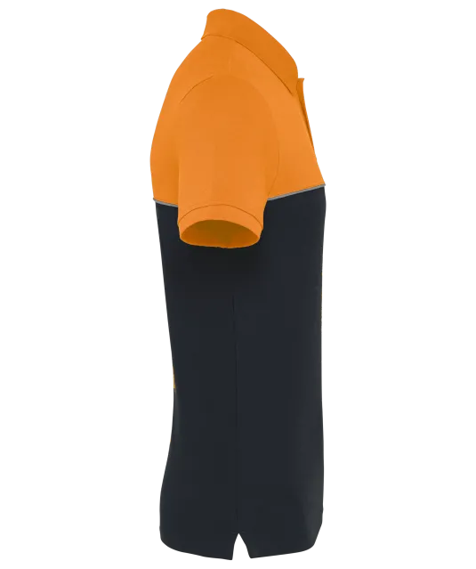 WK210 - Ecologische uniseks polo met korte mouwen in twee kleuren Black / Orange