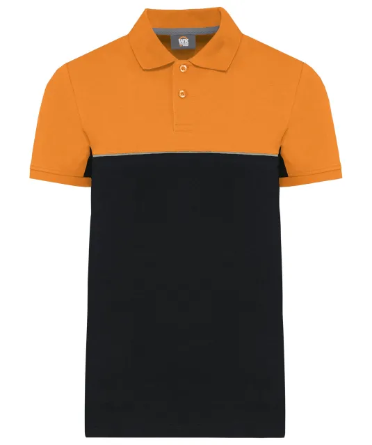 WK210 - Ecologische uniseks polo met korte mouwen in twee kleuren Black / Orange
