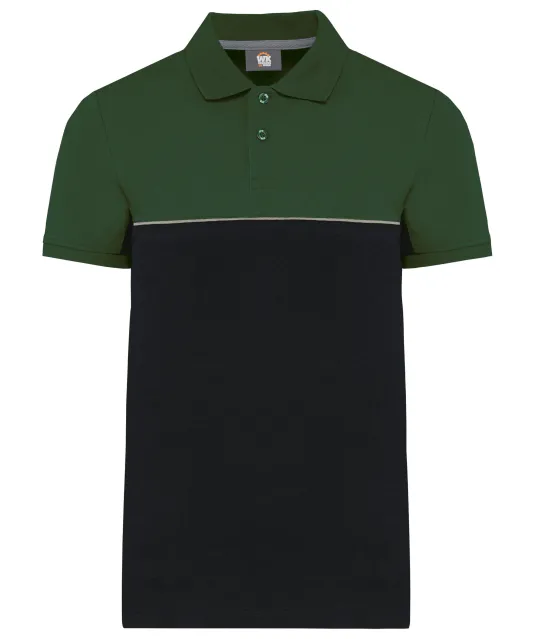 WK210 - Ecologische uniseks polo met korte mouwen in twee kleuren Black / Forest Green