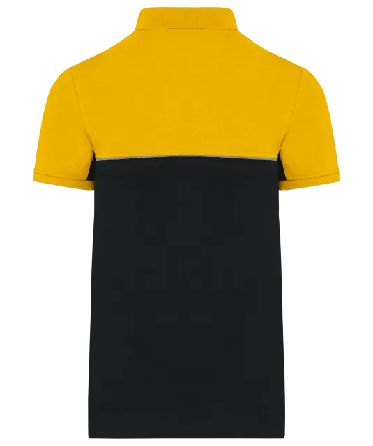 WK210 - Ecologische uniseks polo met korte mouwen in twee kleuren Black / Yellow