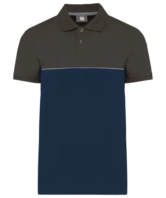 WK210 - Ecologische uniseks polo met korte mouwen in twee kleuren Navy / Dark Grey