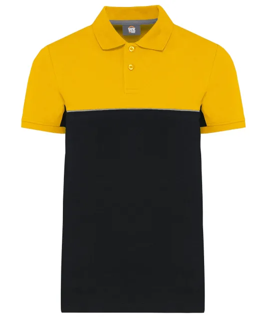 WK210 - Ecologische uniseks polo met korte mouwen in twee kleuren Black / Yellow