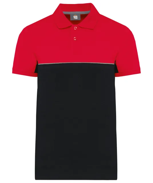 WK210 - Ecologische uniseks polo met korte mouwen in twee kleuren Black / Red