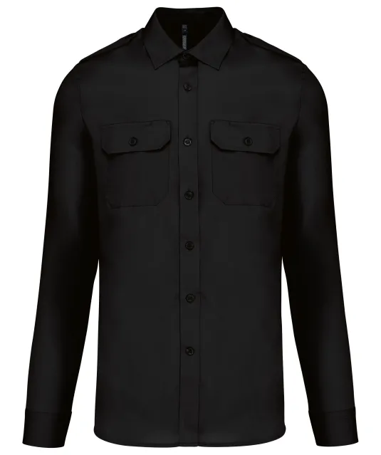 K505 - Herenpilootoverhemd lange mouwen Black
