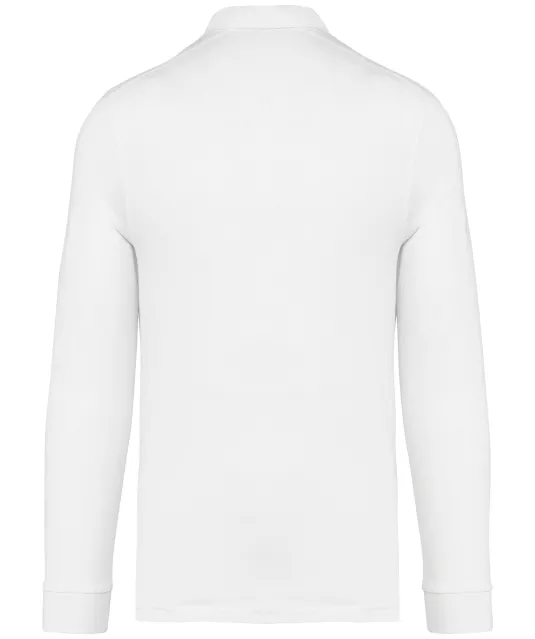 K264 - Herenpolo lange mouwen van jersey White