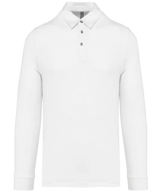 K264 - Herenpolo lange mouwen van jersey White