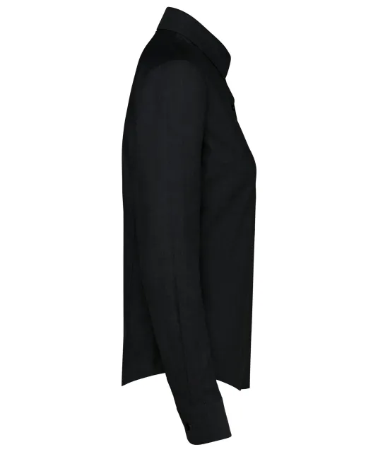 K534 - Dames Oxford blouse lange mouwen Black
