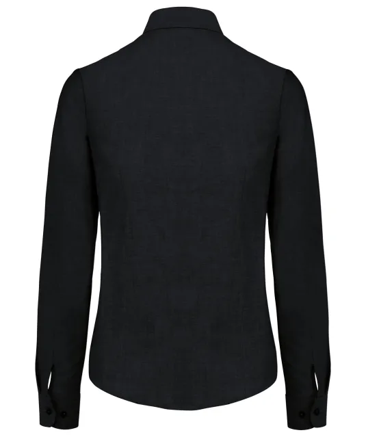 K534 - Dames Oxford blouse lange mouwen Black