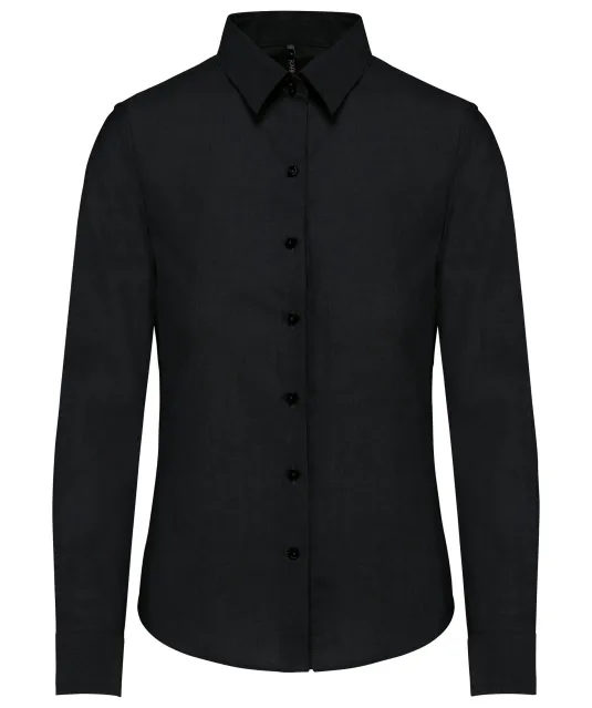 K534 - Dames Oxford blouse lange mouwen Black