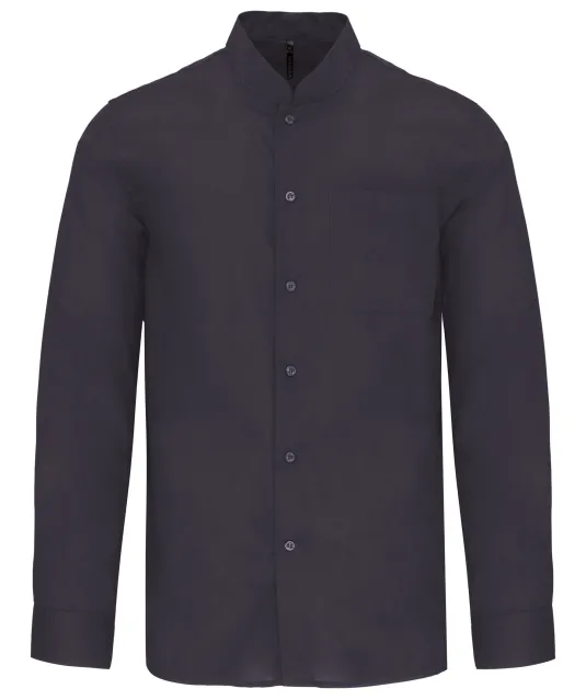 K515 - Herenoverhemd met "Mao" kraag lange mouwen Zinc
