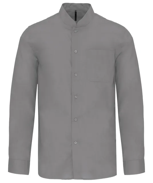 K515 - Herenoverhemd met "Mao" kraag lange mouwen Silver