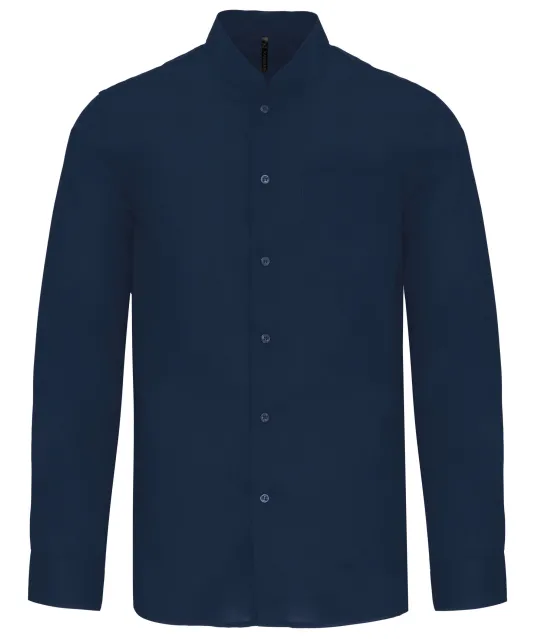 K515 - Herenoverhemd met "Mao" kraag lange mouwen Navy