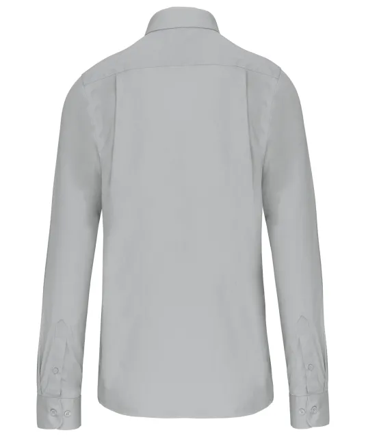 K541 - Heren poplin overhemd lange mouwen Snow Grey