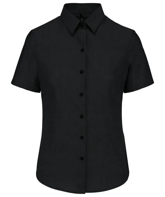 K536 - Dames Oxford blouse korte mouwen Black
