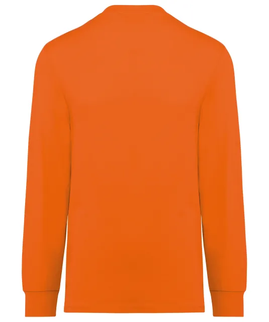 WK303 - Ecologisch uniseks T-shirt met lange mouwen Fluorescent Orange