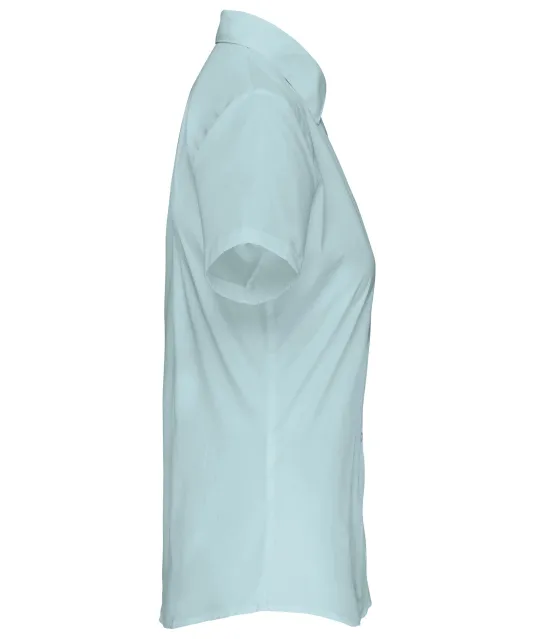K548 - Overhemd in onderhoudsvriendelijk polykatoen-popeline korte mouwen dames Ice Mint