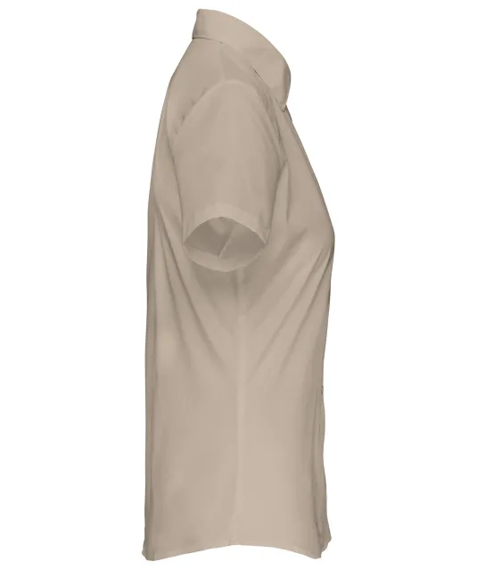 K548 - Overhemd in onderhoudsvriendelijk polykatoen-popeline korte mouwen dames Beige