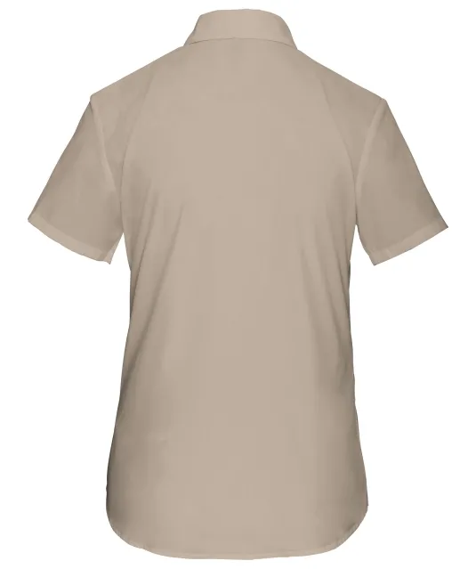 K548 - Overhemd in onderhoudsvriendelijk polykatoen-popeline korte mouwen dames Beige