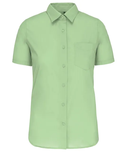 K548 - Overhemd in onderhoudsvriendelijk polykatoen-popeline korte mouwen dames Pistachio Green