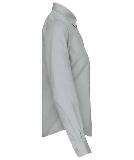 K542 - Dames poplin blouse lange mouwen Snow Grey